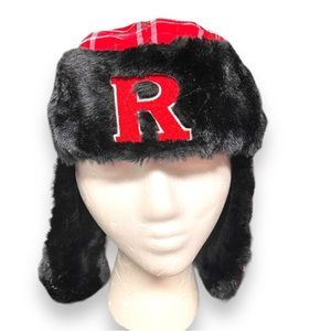 Top of the World Kids Plaid Faux Fur Trapper Hat Ear Flaps Initial R One Size